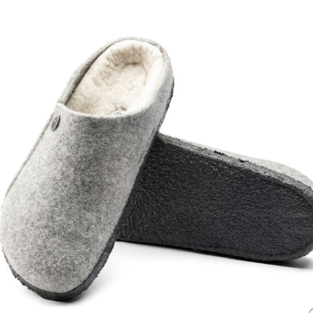 NWT Birkenstock Zermatt Shearling Wool Felt Grey Slippers - 36 / US 5 narrow fit